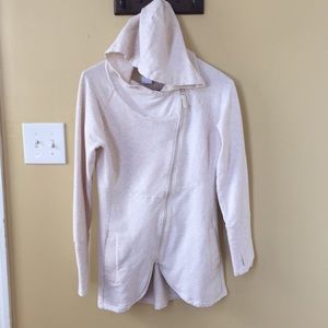 Women's Cream Hooded Zip-Front Jacket